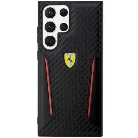 Etui Ferrari FEHCS23LNPYK do Samsung Galaxy S23 Ultra S918 czarny/black hardcase Carbon Contrast Edges