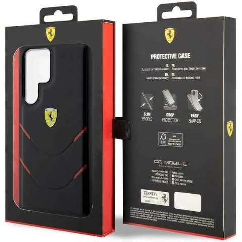 Etui Ferrari FEHCS23LPBAK do Samsung Galaxy S23 Ultra S918 czarny/black hardcase Hot Stamp Lines