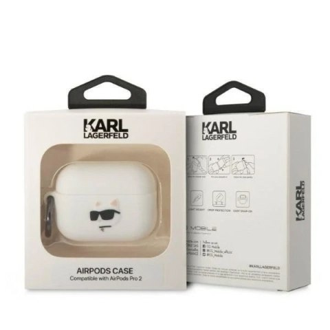 Etui ochronne na słuchawki Karl Lagerfeld KLAP2RUNCHH do Apple AirPods Pro 2 cover biały/white Silicone Choupette Head 3D