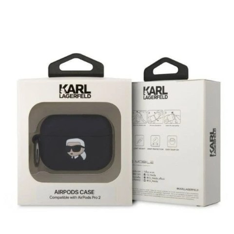 Etui ochronne na słuchawki Karl Lagerfeld KLAP2RUNIKK do Apple AirPods Pro 2 cover czarny/black Silicone Karl Head 3D