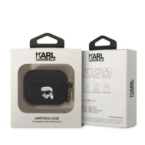 Etui ochronne na słuchawki Karl Lagerfeld KLAPRUNIKK do Apple AirPods Pro cover czarny/black Silicone Karl Head 3D
