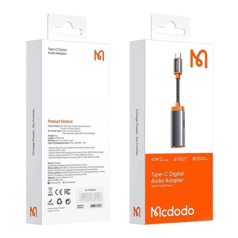 Adapter USB-C do 2x USB-C Mcdodo CA-0520, PD 60W (czarny)