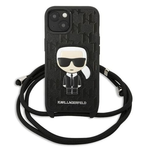 Etui Karl Lagerfeld KLHCP13MCMNIPK do iPhone 13 6,1" hardcase Leather Monogram Patch and Cord Iconik