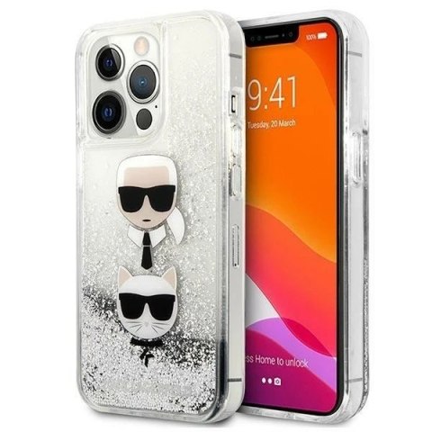 Etui ochronne na telefon Karl Lagerfeld KLHCP13LKICGLS do Apple iPhone 13 Pro / 13 6,1" srebrny/silver hardcase Liquid Glitter K