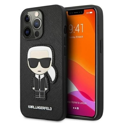 Etui ochronne na telefon Karl Lagerfeld KLHCP13LOKPK do Apple iPhone 13 Pro / 13 6,1" czarny/black hardcase Saffiano Ikonik Karl