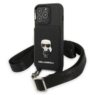Etui ochronne na telefon Karl Lagerfeld KLHCP13LSAIPCK do Apple iPhone 13 Pro / 13 6,1" hardcase czarny/black Saffiano Metal Iko