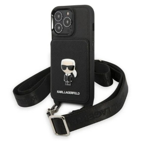 Etui ochronne na telefon Karl Lagerfeld KLHCP13LSAIPCK do Apple iPhone 13 Pro / 13 6,1" hardcase czarny/black Saffiano Metal Iko