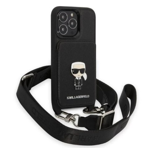 Etui ochronne na telefon Karl Lagerfeld KLHCP13LSAIPCK do Apple iPhone 13 Pro / 13 6,1" hardcase czarny/black Saffiano Metal Iko