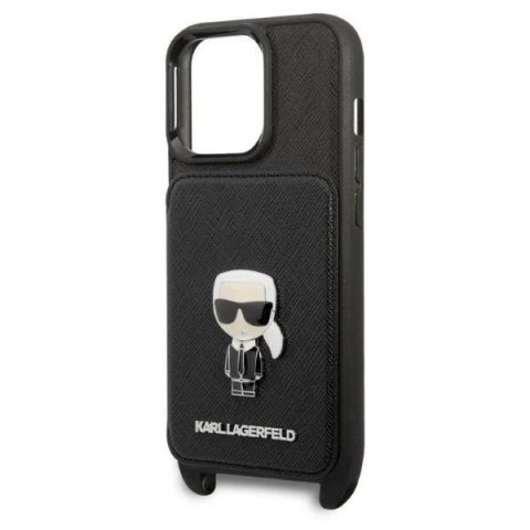 Etui ochronne na telefon Karl Lagerfeld KLHCP13LSAIPCK do Apple iPhone 13 Pro / 13 6,1" hardcase czarny/black Saffiano Metal Iko