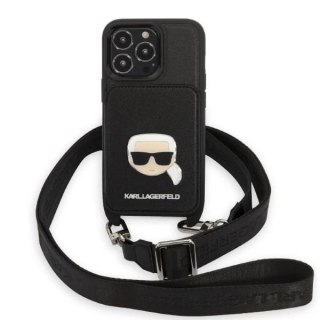 Etui ochronne na telefon Karl Lagerfeld KLHCP13LSAKHPK do Apple iPhone 13 Pro / 13 6,1" hardcase Saffiano Metal Karl Head