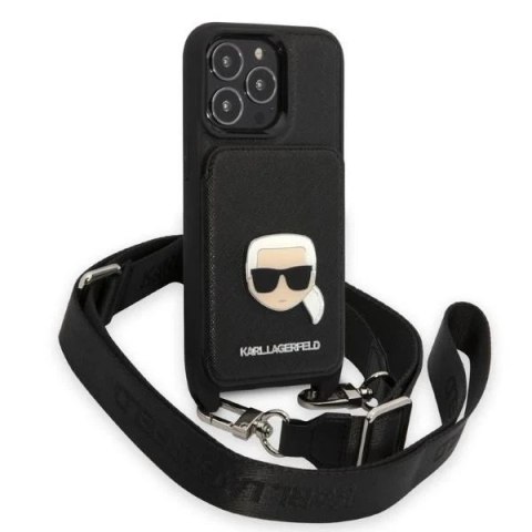 Etui ochronne na telefon Karl Lagerfeld KLHCP13LSAKHPK do Apple iPhone 13 Pro / 13 6,1" hardcase Saffiano Metal Karl Head