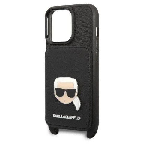 Etui ochronne na telefon Karl Lagerfeld KLHCP13LSAKHPK do Apple iPhone 13 Pro / 13 6,1" hardcase Saffiano Metal Karl Head