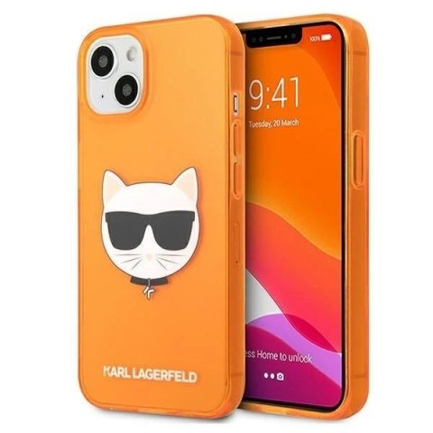 Etui ochronne na telefon Karl Lagerfeld KLHCP13SCHTRO do Apple iPhone 13 Mini 5,4" pomarańczowy/orange hardcase Glitter Choupett
