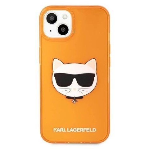 Etui ochronne na telefon Karl Lagerfeld KLHCP13SCHTRO do Apple iPhone 13 Mini 5,4" pomarańczowy/orange hardcase Glitter Choupett