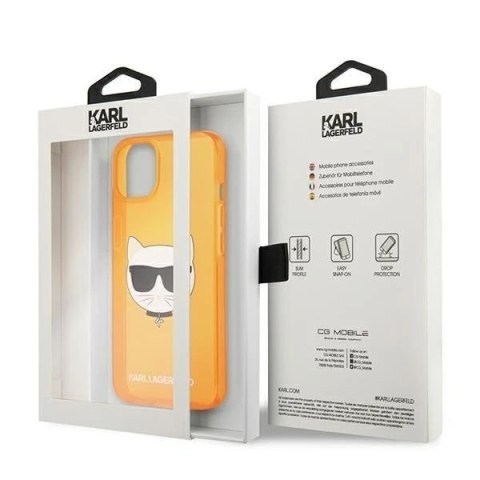 Etui ochronne na telefon Karl Lagerfeld KLHCP13SCHTRO do Apple iPhone 13 Mini 5,4" pomarańczowy/orange hardcase Glitter Choupett