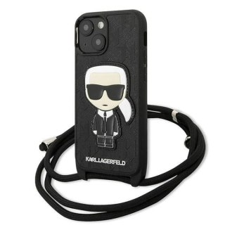 Etui ochronne na telefon Karl Lagerfeld KLHCP13SCMNIPK do Apple iPhone 13 Mini 5,4" hardcase czarny/black Leather Monogram Patch