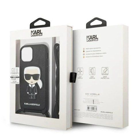 Etui ochronne na telefon Karl Lagerfeld KLHCP13SCMNIPK do Apple iPhone 13 Mini 5,4" hardcase czarny/black Leather Monogram Patch