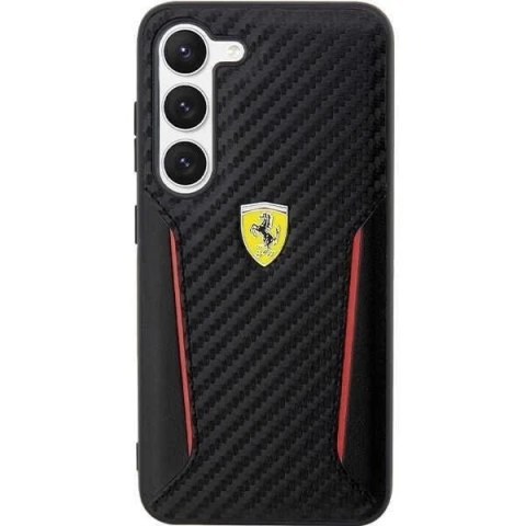 Etui Ferrari do Samsung Galaxy S23 HardCase Carbon Contrast Edges czarny