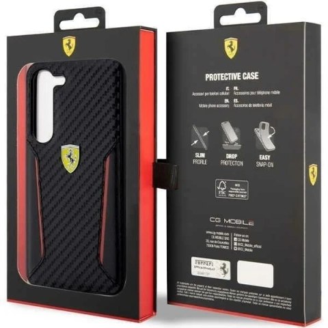 Etui Ferrari do Samsung Galaxy S23 HardCase Carbon Contrast Edges czarny