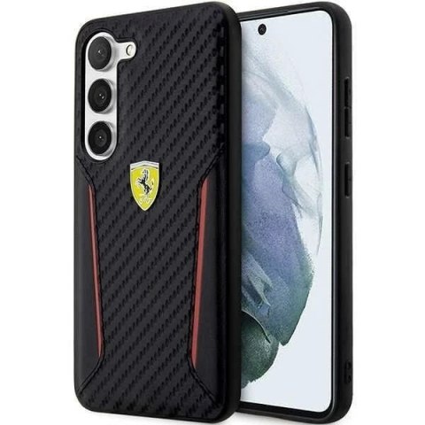 Etui Ferrari do Samsung Galaxy S23+ Plus HardCase Carbon Contrast Edges czarny