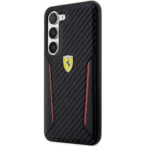 Etui Ferrari do Samsung Galaxy S23+ Plus HardCase Carbon Contrast Edges czarny