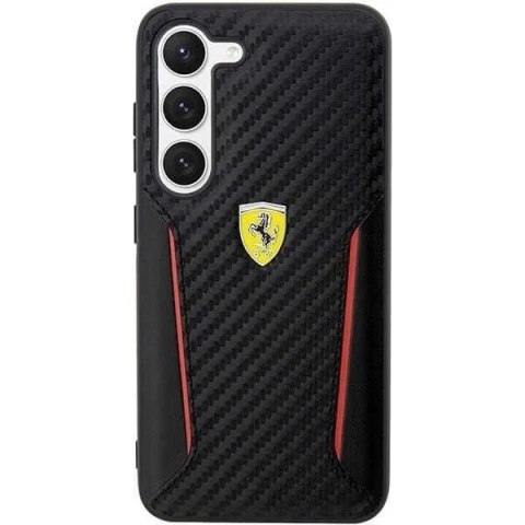 Etui Ferrari do Samsung Galaxy S23+ Plus HardCase Carbon Contrast Edges czarny