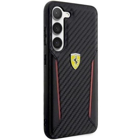 Etui Ferrari do Samsung Galaxy S23+ Plus HardCase Carbon Contrast Edges czarny