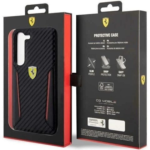 Etui Ferrari do Samsung Galaxy S23+ Plus HardCase Carbon Contrast Edges czarny