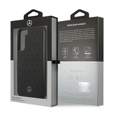 Etui Mercedes MEHCS22MPSQBK do Galaxy S22+ S906 hardcase Leather Stars Pattern czarny/black