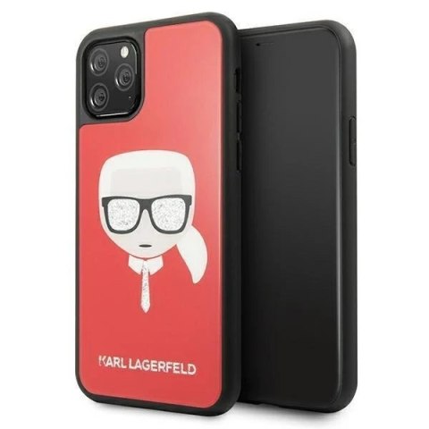 Etui ochronne na telefon Karl Lagerfeld KLHCN65DLHRE do Apple iPhone 11 Pro Max czerwony/red Iconic Glitter Karl`s Head