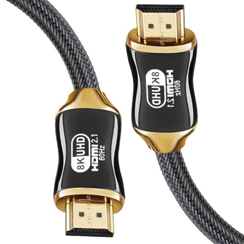 Kabel Przewód HDMI-HDMI 2.1 8K 60Hz 4K 120Hz do przekazywania obrazu i dźwięku Premium HQ 3m