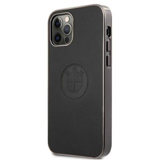 Etui BMW BMHCP12LREELK do iPhone 12 Pro Max 6,7" hardcase Leather Emboss czarny/black