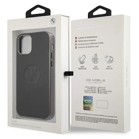 Etui BMW BMHCP12LREELK do iPhone 12 Pro Max 6,7" hardcase Leather Emboss czarny/black
