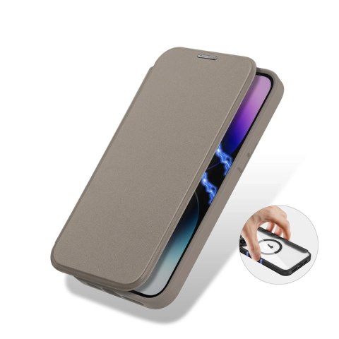 Etui Dux Ducis Skin X Pro do iPhone 14 Pro Max magnetyczny pokrowiec MagSafe z klapką beżowy