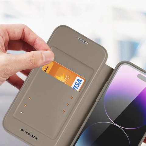 Etui Dux Ducis Skin X Pro do iPhone 14 Pro Max magnetyczny pokrowiec MagSafe z klapką beżowy