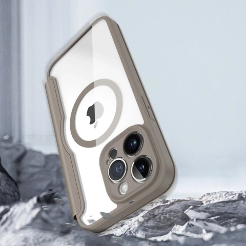 Etui Dux Ducis Skin X Pro do iPhone 14 Pro Max magnetyczny pokrowiec MagSafe z klapką beżowy