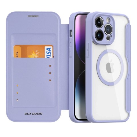Etui Dux Ducis Skin X Pro do iPhone 14 Pro Max magnetyczny pokrowiec MagSafe z klapką fioletowy