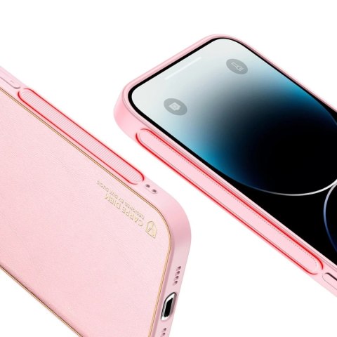 Etui Dux Ducis Yolo do iPhone 14 Pro Max elegancki pokrowiec ze skóry ekologicznej różowy