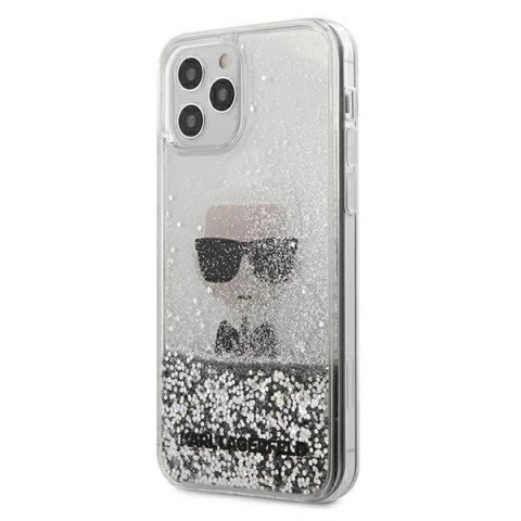 Etui Karl Lagerfeld KLHCP12LGLIKSL do iPhone 12 Pro Max 6,7" hardcase Ikonik Liquid Glitter srebrny/silver