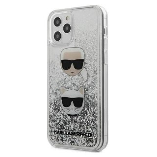 Etui Karl Lagerfeld KLHCP12LKCGLSL do iPhone 12 Pro Max 6,7" Liquid Glitter Karl&Choupette srebrny/silver hardcase