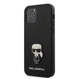 Etui Karl Lagerfeld KLHCP12MIKMSBK do iPhone 12 /12 Pro 6,1" hardcase Saffiano Ikonik Metal