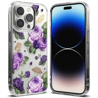 Etui Ringke Fusion Design pancerne pokrowiec z żelową ramką do iPhone 14 Pro Max przezroczysty (Purple rose) (FD645E29)