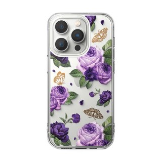 Etui Ringke Fusion Design pancerne pokrowiec z żelową ramką do iPhone 14 Pro Max przezroczysty (Purple rose) (FD645E29)
