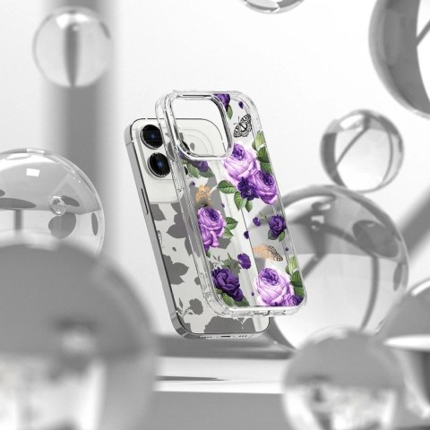 Etui Ringke Fusion Design pancerne pokrowiec z żelową ramką do iPhone 14 Pro Max przezroczysty (Purple rose) (FD645E29)