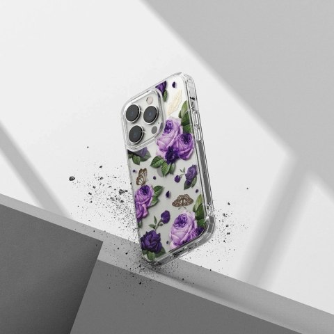 Etui Ringke Fusion Design pancerne pokrowiec z żelową ramką do iPhone 14 Pro Max przezroczysty (Purple rose) (FD645E29)