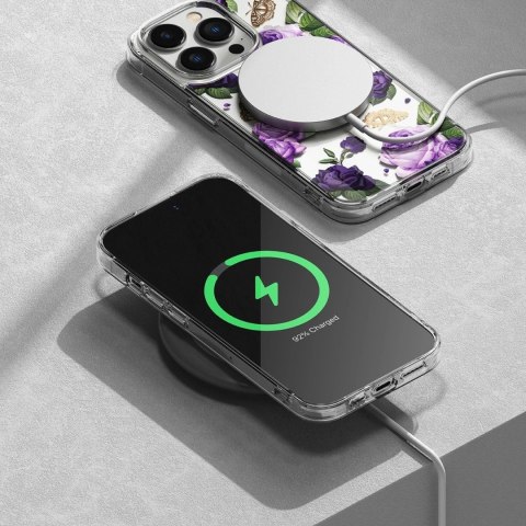 Etui Ringke Fusion Design pancerne pokrowiec z żelową ramką do iPhone 14 Pro Max przezroczysty (Purple rose) (FD645E29)