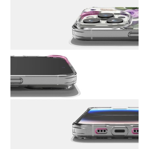 Etui Ringke Fusion Design pancerne pokrowiec z żelową ramką do iPhone 14 Pro Max przezroczysty (Purple rose) (FD645E29)