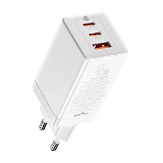 Ładowarka sieciowa Baseus GaN3 Pro, 2xUSB-C + USB, 65W (biała)