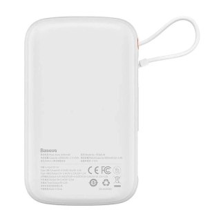 Powerbank Baseus Qpow Pro z kablem Lightning, USB-C, USB, 10000mAh, 20W (biały)