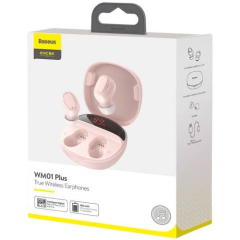Słuchawki bezprzewodowe Baseus Encok WM01 Plus (różowe)